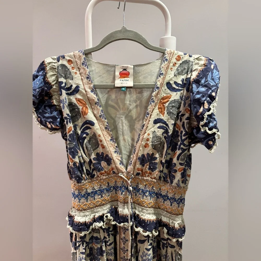 Farm Rio Anthropologie Ocean Tapestry Maxi Dress Medium - Picture 6 of 8